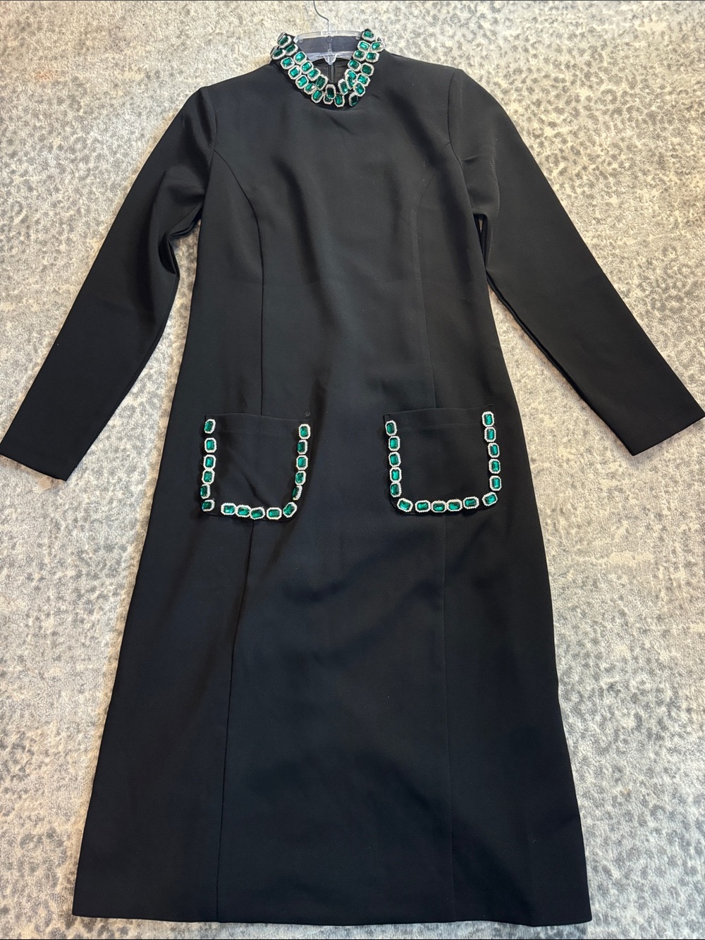 Raquel Couture Dress with Emerald Embellishment